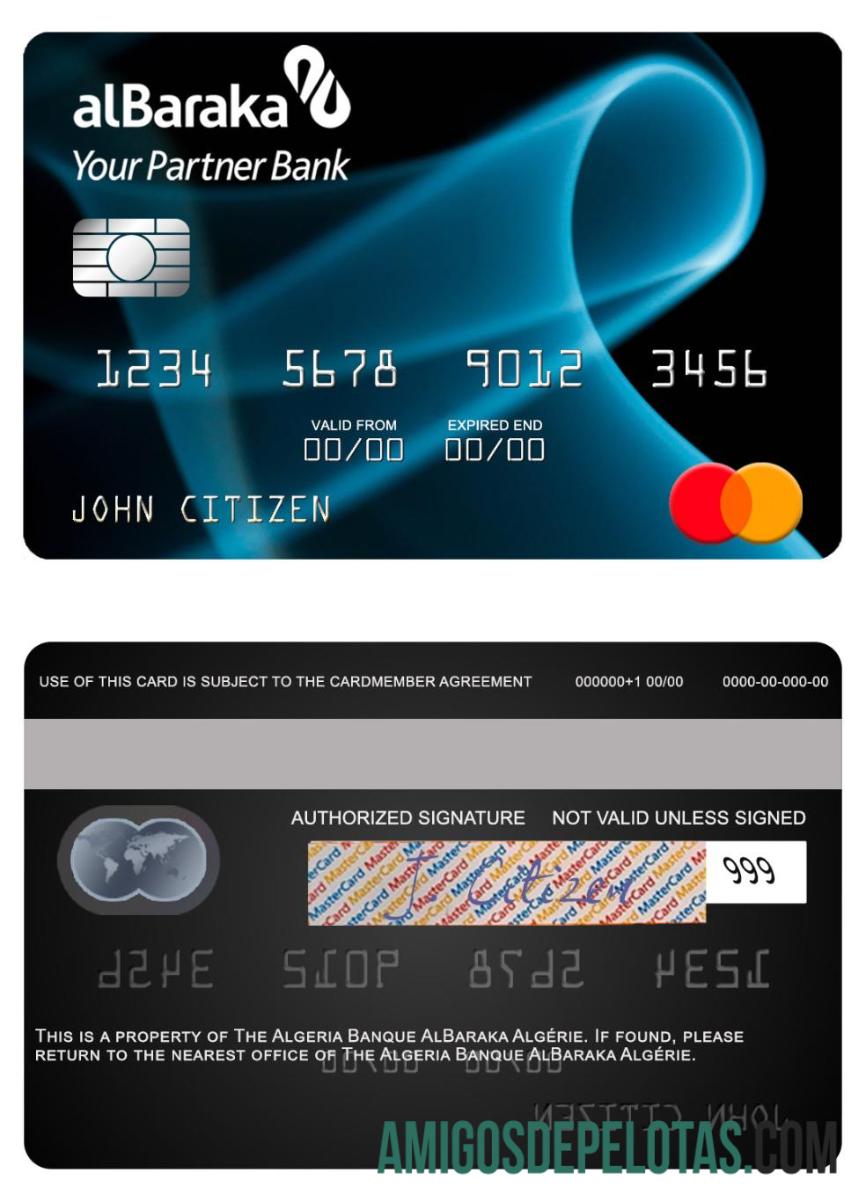 Argélia Banco AlBaraka Argélia Mastercard exemplo real